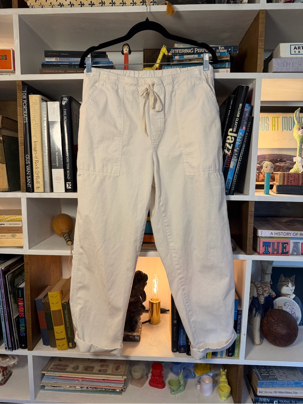 Men's Casual Drawstring Pants in Off-White